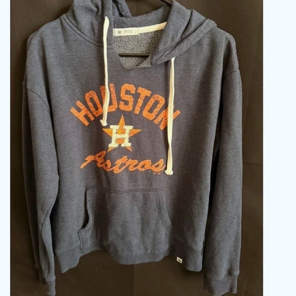 '47 Brand Houston‎ Astros Hoodie Size M Navy Blue Vintage Vibe Distressed Logo